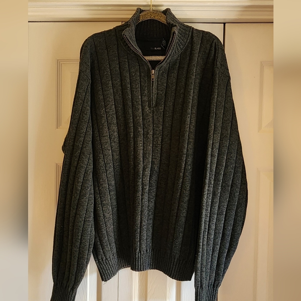 Men's Olive Green Half Zip Cotton Sweater Fisherman Grandpacore Business Casual